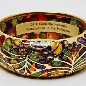Vintage 24K Gold Electroplated Bangle Bracelet Handcrafted In The Philippines